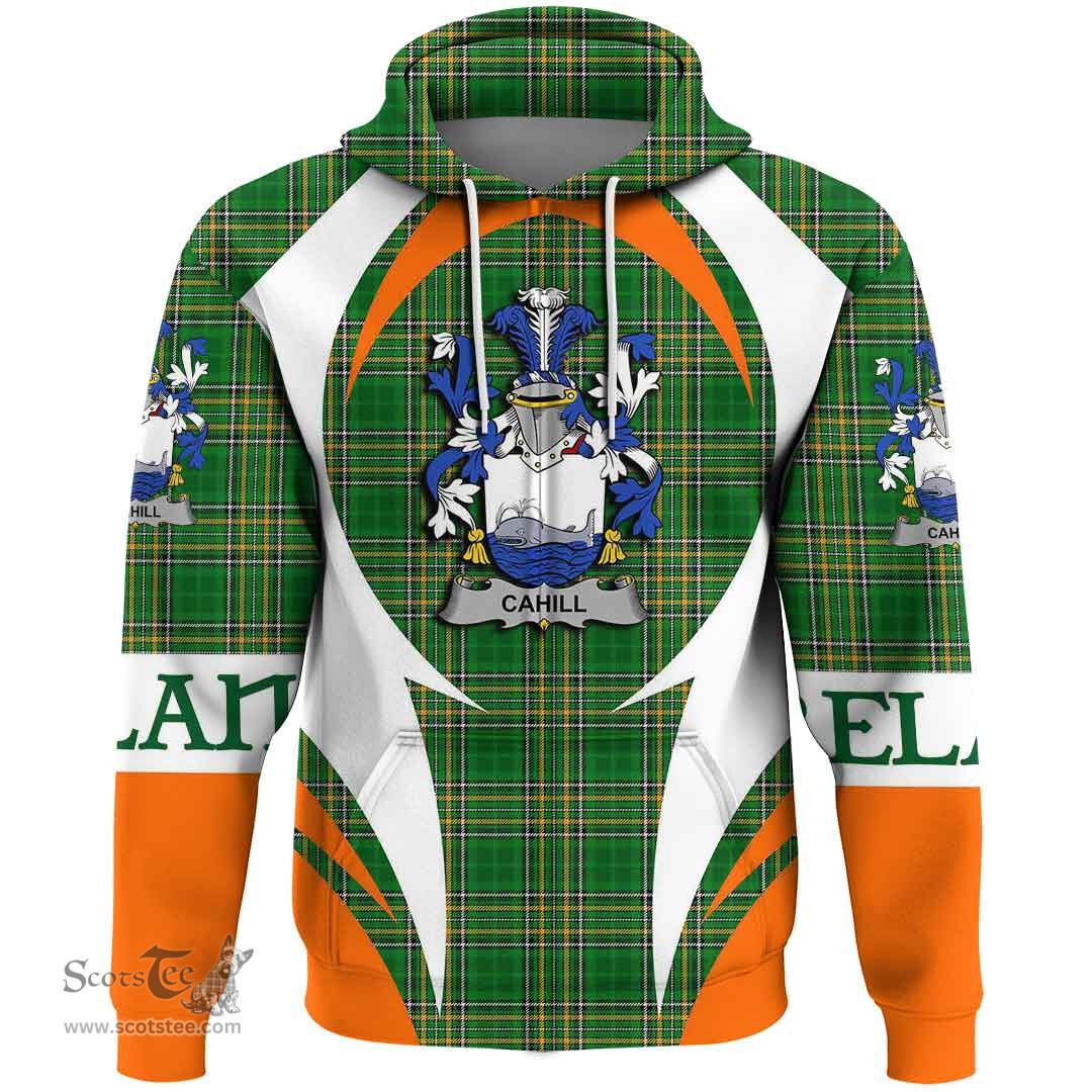 Irish Cahill or O Cahill Coat of Arms Family Crest Ireland Hoodie Irish National Tartan Action Style