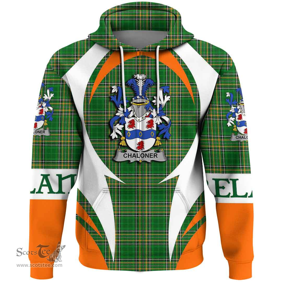 Irish Chaloner Coat of Arms Family Crest Ireland Hoodie Irish National Tartan Action Style