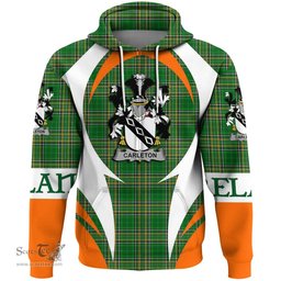 Irish Carleton Coat of Arms Family Crest Ireland Hoodie Irish National Tartan Action Style