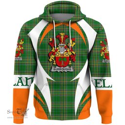 Irish Burroughs Coat of Arms Family Crest Ireland Hoodie Irish National Tartan Action Style