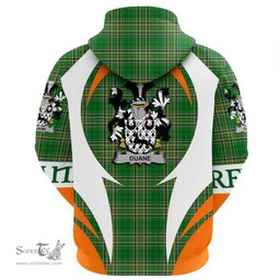 Irish Duane or O Devine Coat of Arms Family Crest Ireland Hoodie Irish National Tartan Action Style