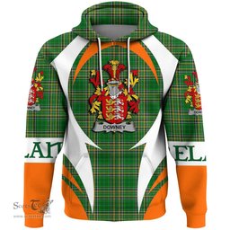 Irish Downey or O Downey Coat of Arms Family Crest Ireland Hoodie Irish National Tartan Action Style