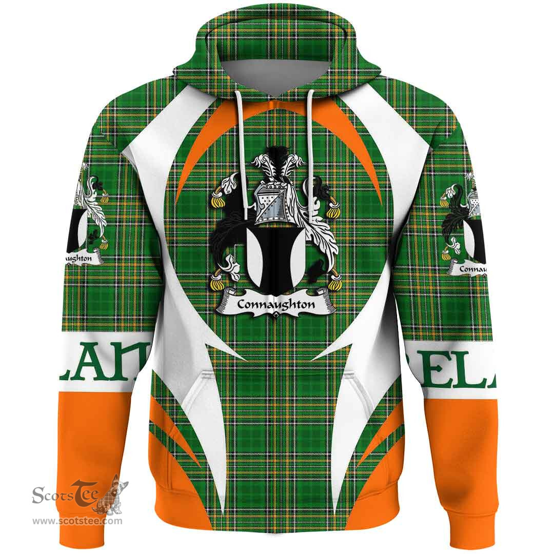 Irish Connaughton Coat of Arms Family Crest Ireland Hoodie Irish National Tartan Action Style