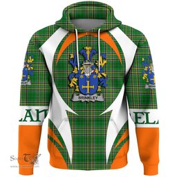 Irish Brinkley Coat of Arms Family Crest Ireland Hoodie Irish National Tartan Action Style
