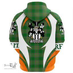 Irish Brounker Coat of Arms Family Crest Ireland Hoodie Irish National Tartan Action Style