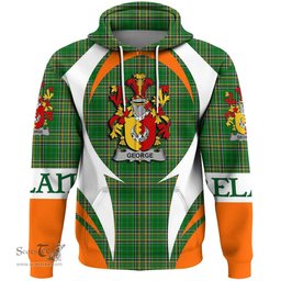 Irish George Coat of Arms Family Crest Ireland Hoodie Irish National Tartan Action Style