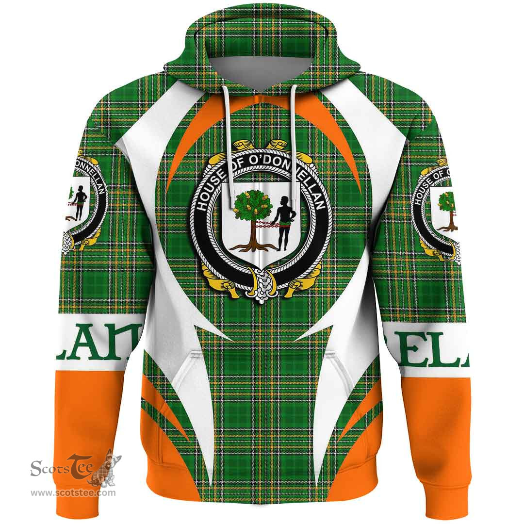 Irish House of O DONNELLAN Coat of Arms Family Crest Ireland Hoodie Irish National Tartan Action Style