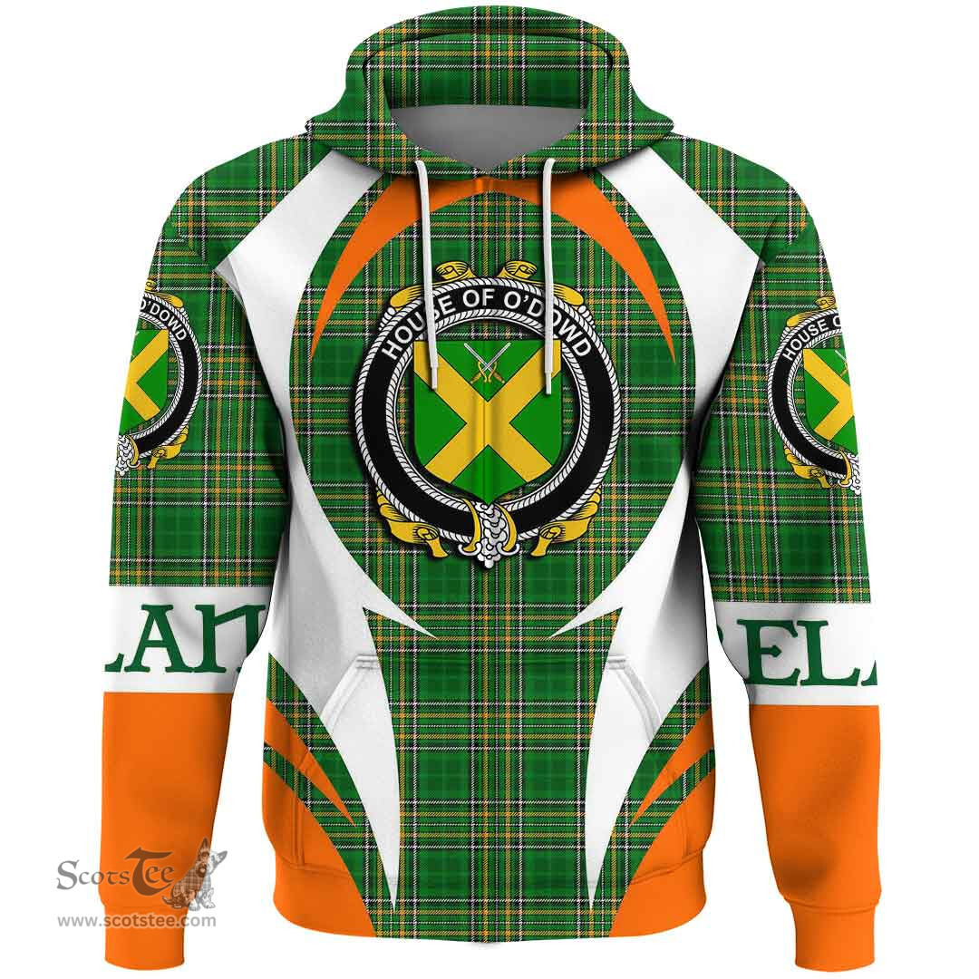 Irish House of O DOWD Coat of Arms Family Crest Ireland Hoodie Irish National Tartan Action Style