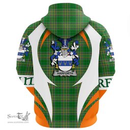 Irish Harforth Coat of Arms Family Crest Ireland Hoodie Irish National Tartan Action Style