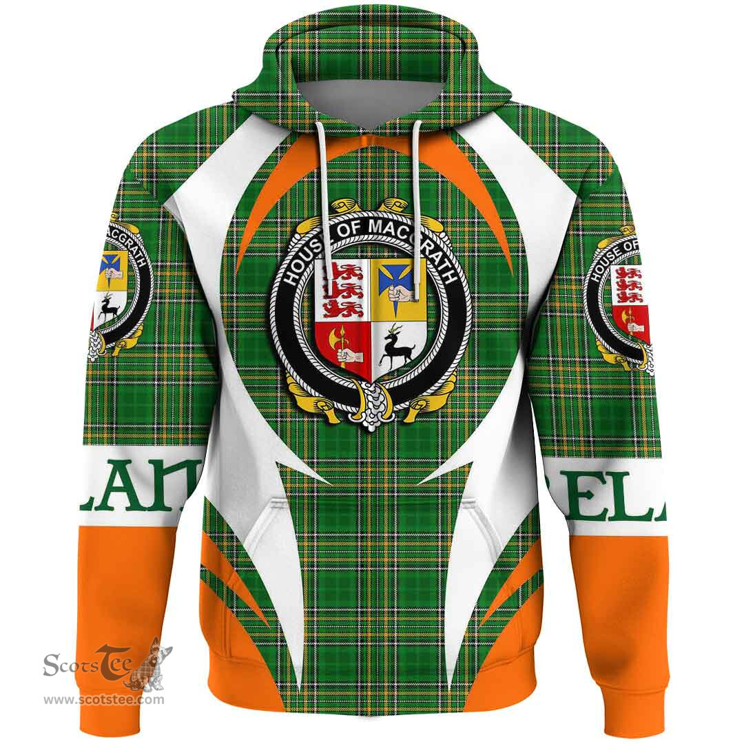 Irish House of MACGRATH Coat of Arms Family Crest Ireland Hoodie Irish National Tartan Action Style