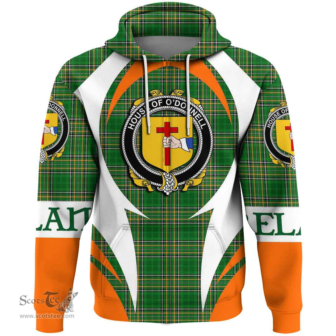Irish House of O DONNELL Coat of Arms Family Crest Ireland Hoodie Irish National Tartan Action Style