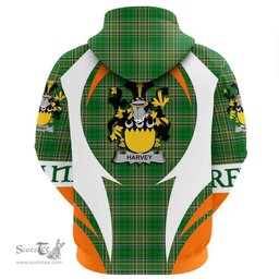 Irish Harvey or Hervey Coat of Arms Family Crest Ireland Hoodie Irish National Tartan Action Style