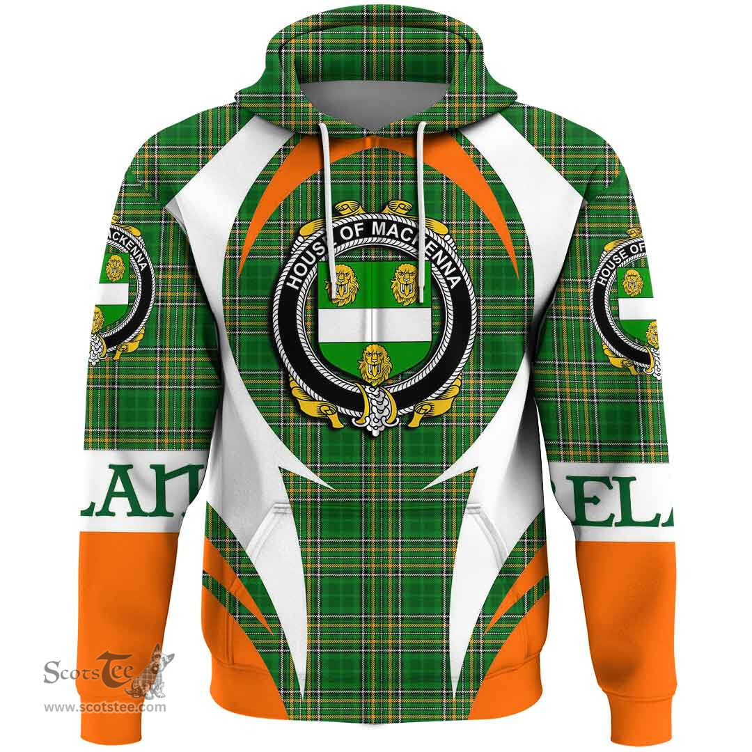 Irish House of MACKENNA Coat of Arms Family Crest Ireland Hoodie Irish National Tartan Action Style