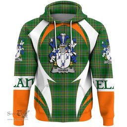 Irish Hanna or O Hanna Coat of Arms Family Crest Ireland Hoodie Irish National Tartan Action Style
