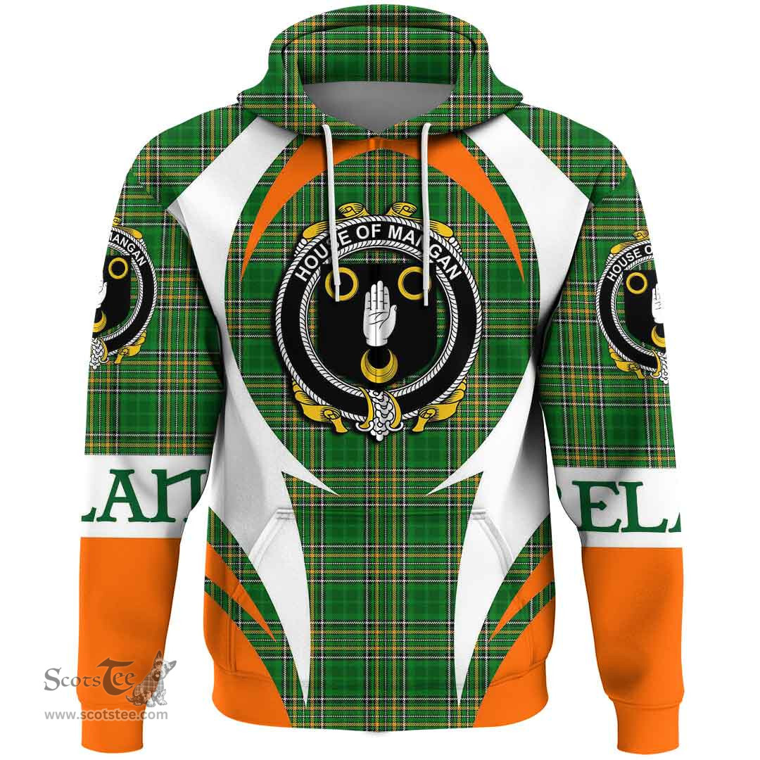 Irish House of MANGAN Coat of Arms Family Crest Ireland Hoodie Irish National Tartan Action Style