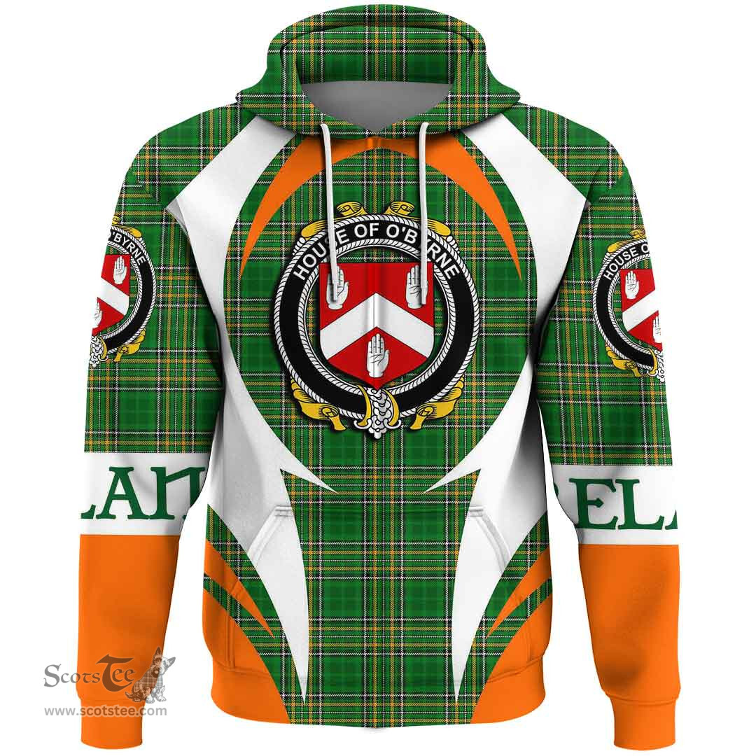 Irish House of O BYRNE Coat of Arms Family Crest Ireland Hoodie Irish National Tartan Action Style