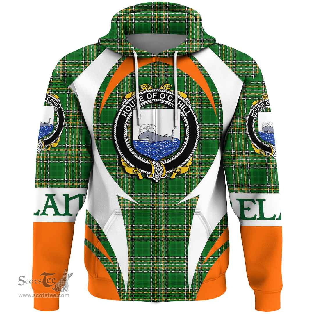 Irish House of O CAHILL Coat of Arms Family Crest Ireland Hoodie Irish National Tartan Action Style