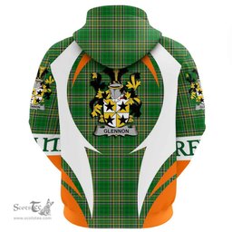 Irish Glennon or Glenane Coat of Arms Family Crest Ireland Hoodie Irish National Tartan Action Style