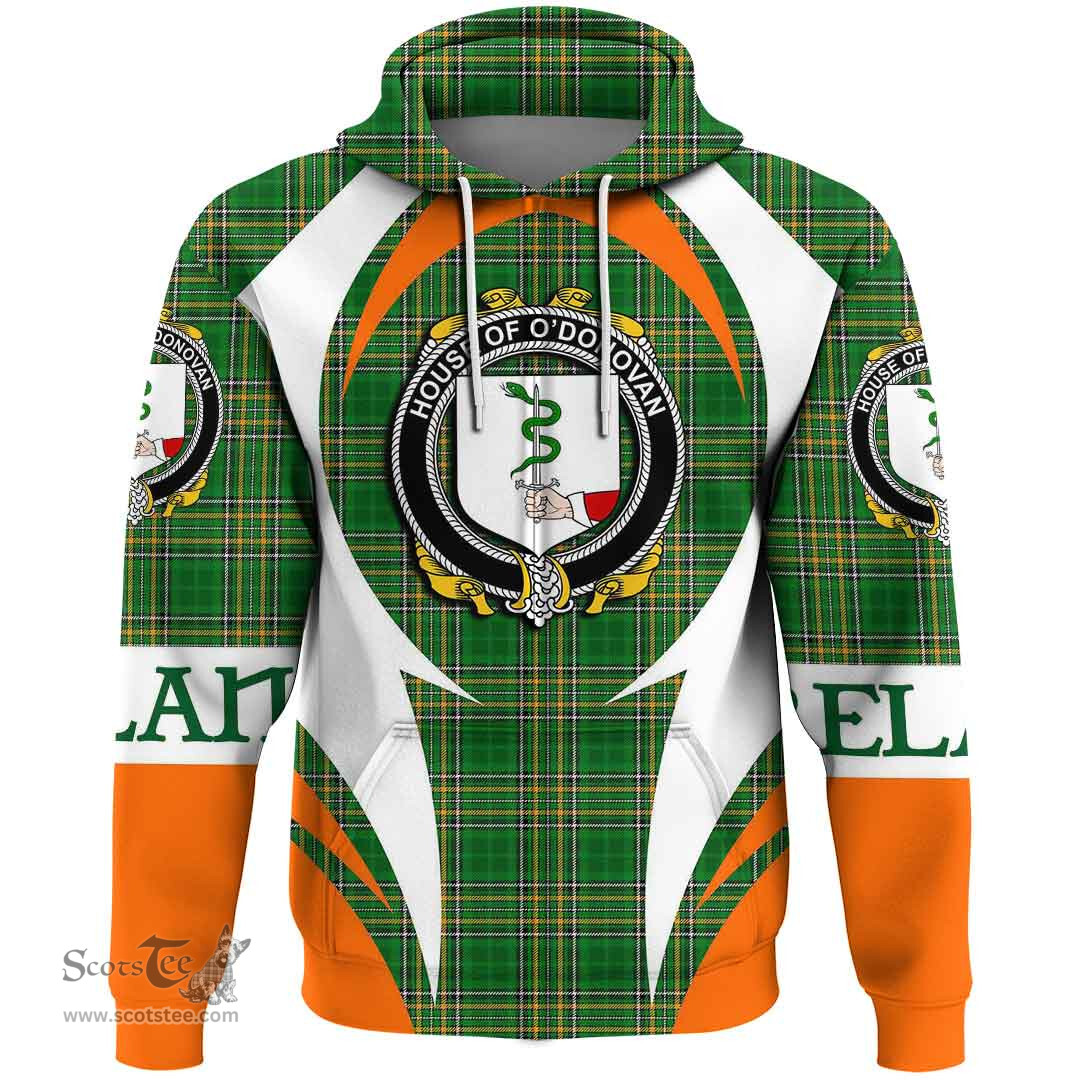Irish House of O DONOVAN Coat of Arms Family Crest Ireland Hoodie Irish National Tartan Action Style