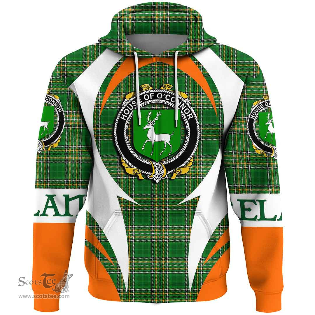 Irish House of O CONNOR (Corcomroe) Coat of Arms Family Crest Ireland Hoodie Irish National Tartan Action Style