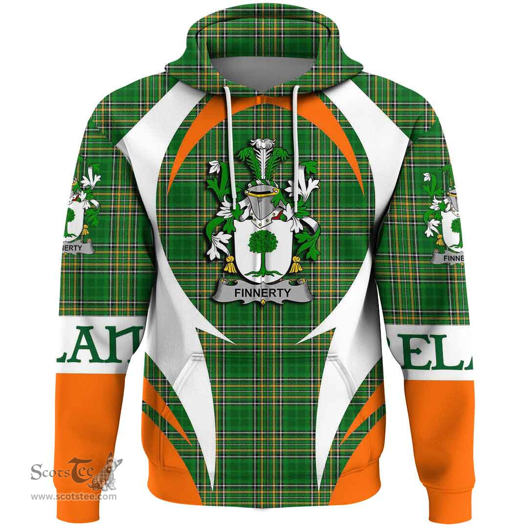 Irish Finnerty or O Finaghty Coat of Arms Family Crest Ireland Hoodie Irish National Tartan Action Style