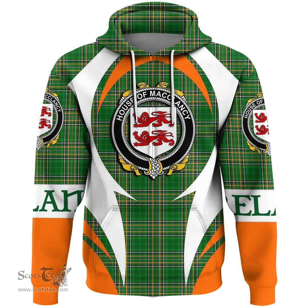 Irish House of MACCLANCY Coat of Arms Family Crest Ireland Hoodie Irish National Tartan Action Style