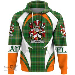 Irish Hayes Coat of Arms Family Crest Ireland Hoodie Irish National Tartan Action Style