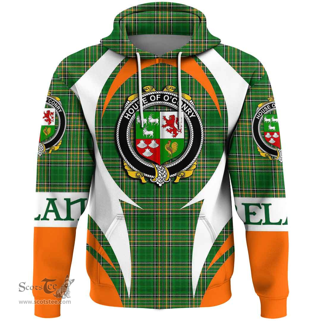 Irish House of O CONRY Coat of Arms Family Crest Ireland Hoodie Irish National Tartan Action Style