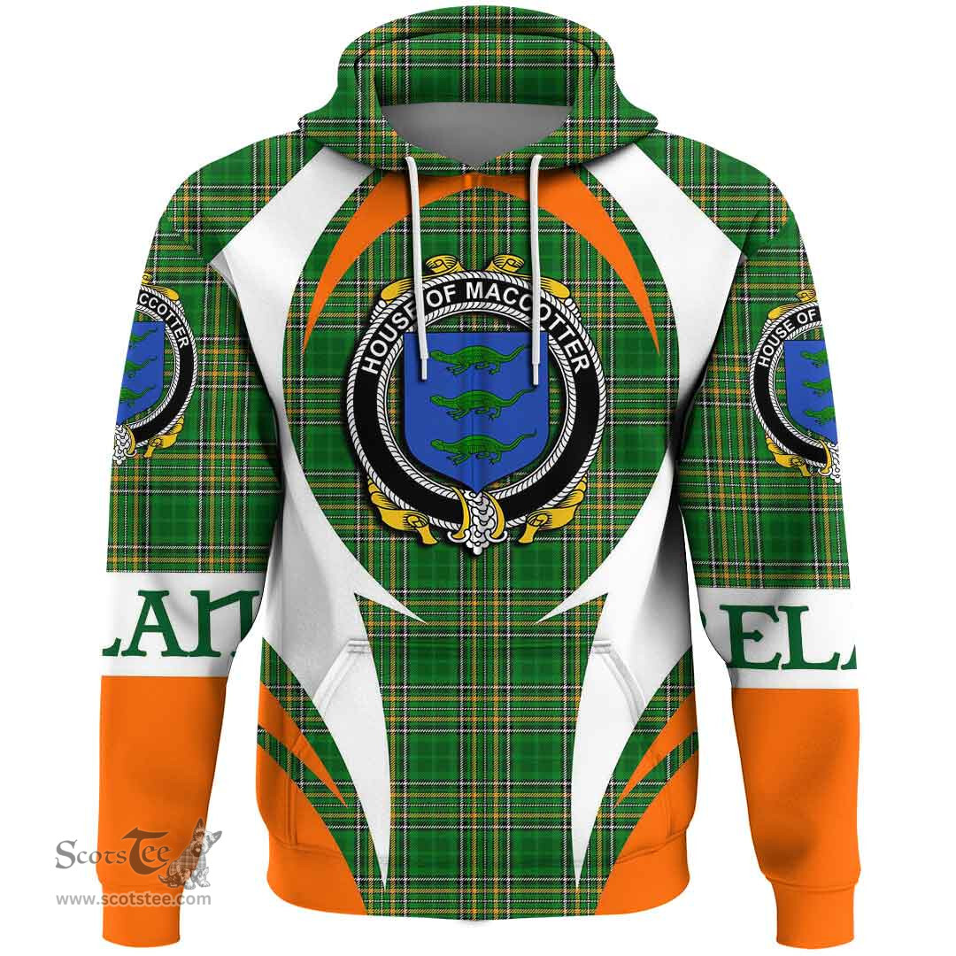 Irish House of MACCOTTER Coat of Arms Family Crest Ireland Hoodie Irish National Tartan Action Style