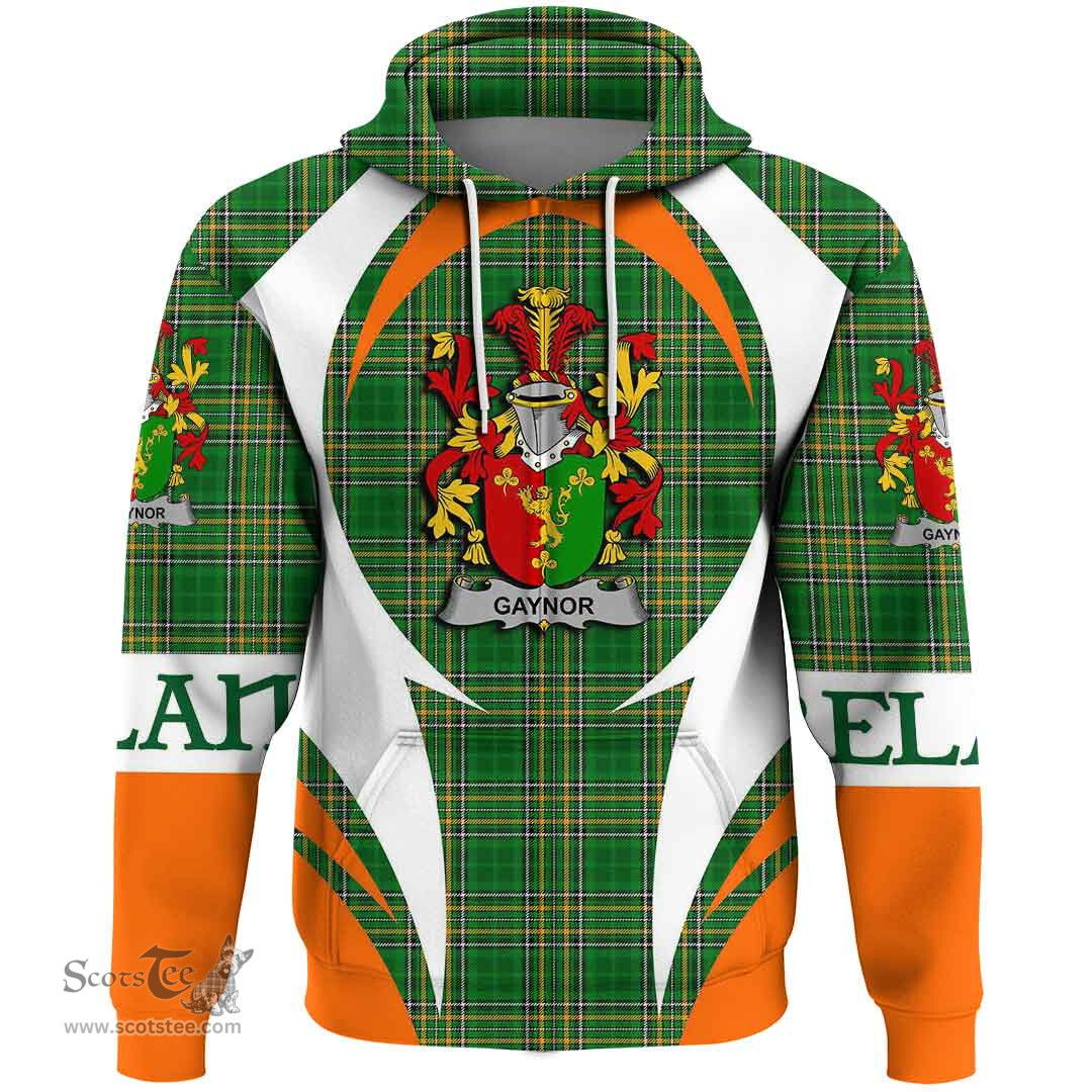 Irish Gaynor or McGaynor Coat of Arms Family Crest Ireland Hoodie Irish National Tartan Action Style