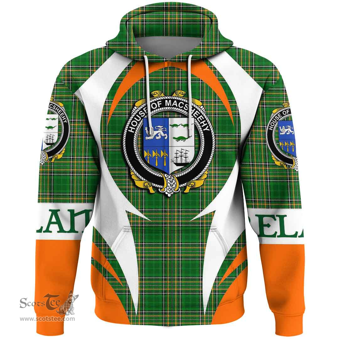 Irish House of MACSHEEHY Coat of Arms Family Crest Ireland Hoodie Irish National Tartan Action Style