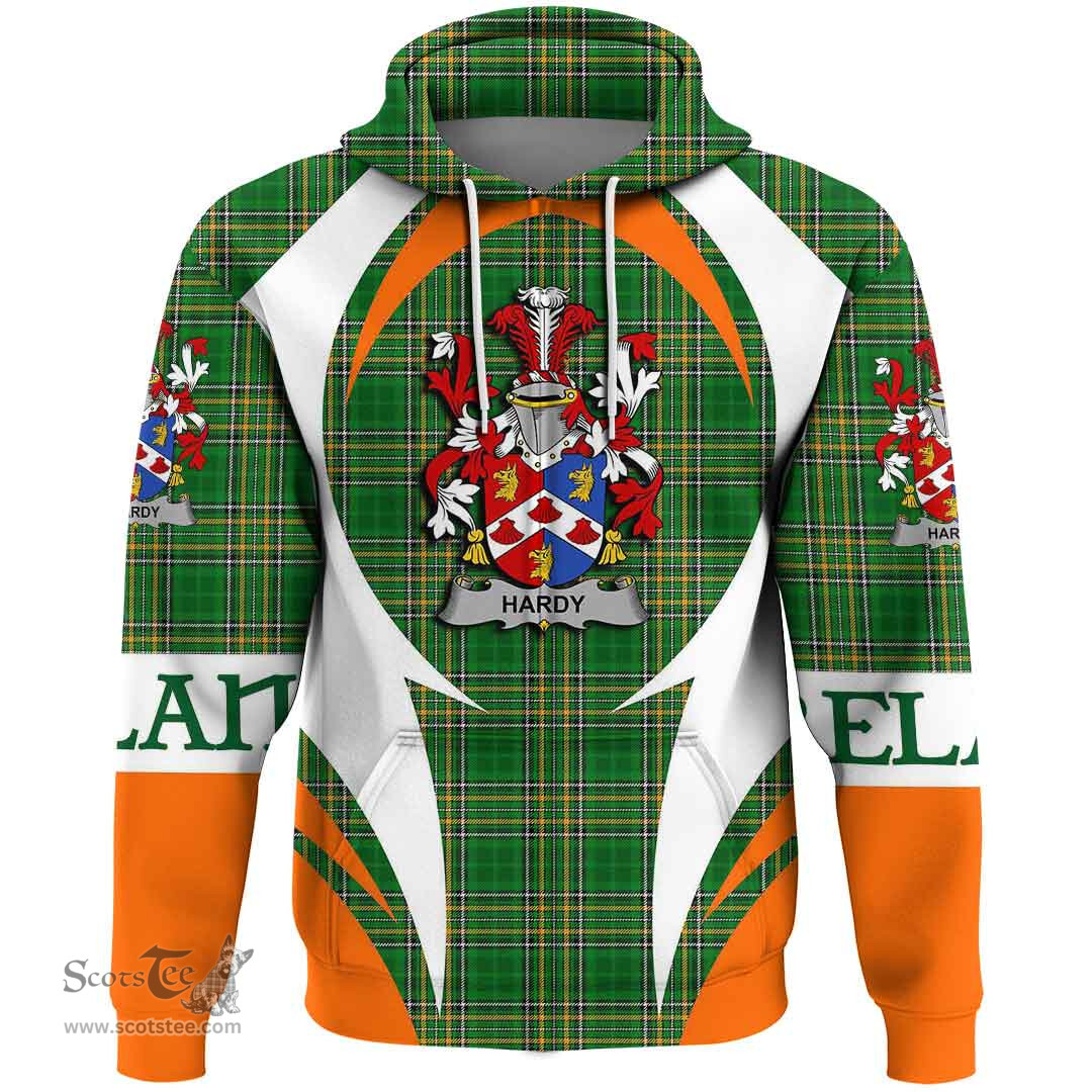 Irish Hardy Coat of Arms Family Crest Ireland Hoodie Irish National Tartan Action Style