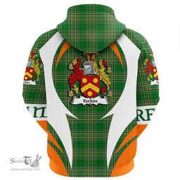 Irish Forkin Coat of Arms Family Crest Ireland Hoodie Irish National Tartan Action Style