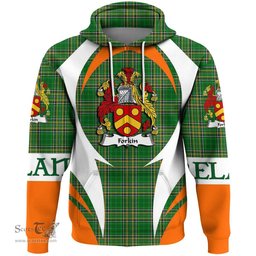 Irish Forkin Coat of Arms Family Crest Ireland Hoodie Irish National Tartan Action Style