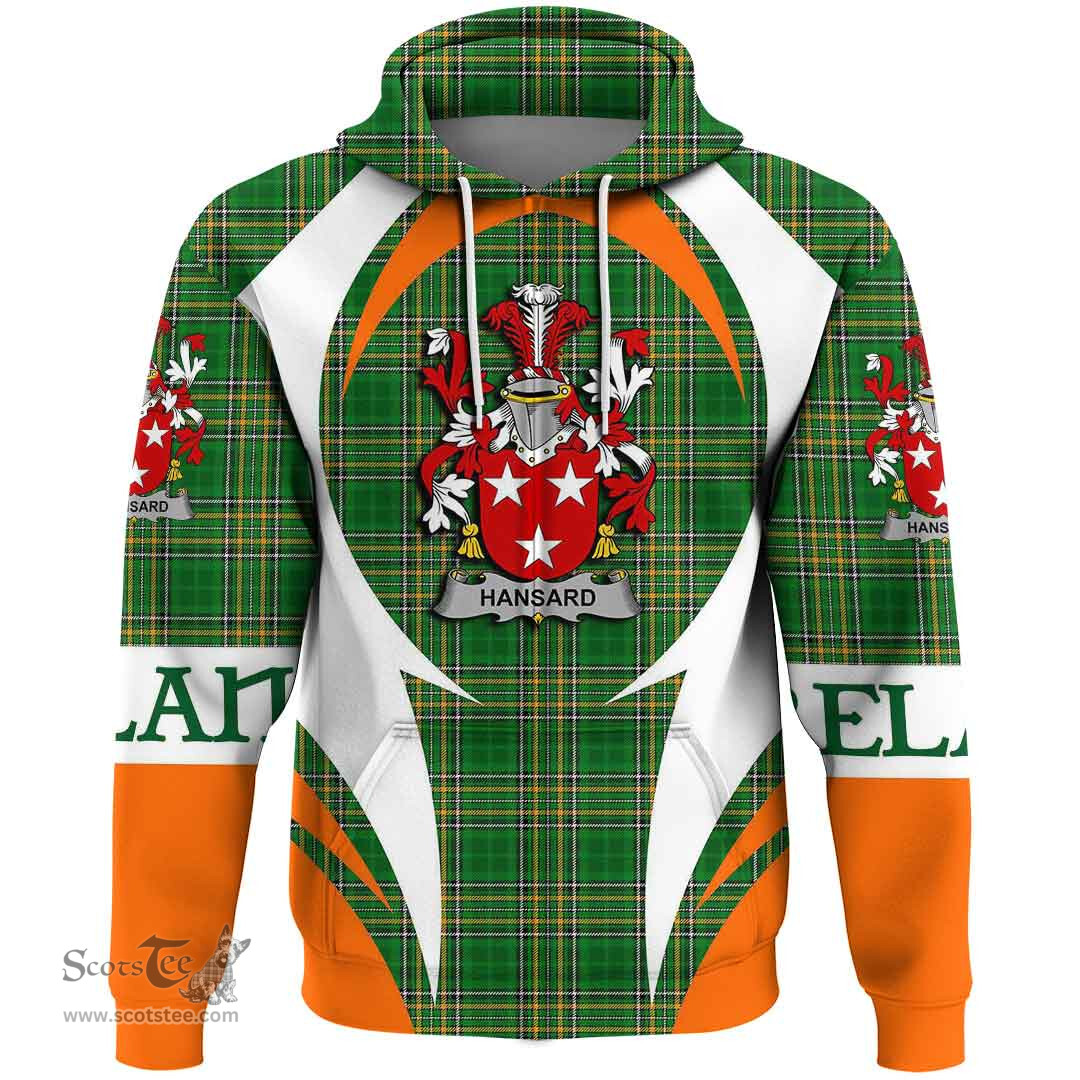 Irish Hansard Coat of Arms Family Crest Ireland Hoodie Irish National Tartan Action Style