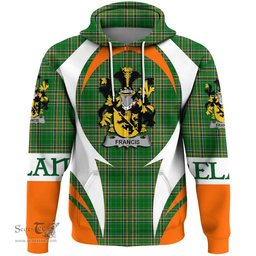 Irish Francis Coat of Arms Family Crest Ireland Hoodie Irish National Tartan Action Style