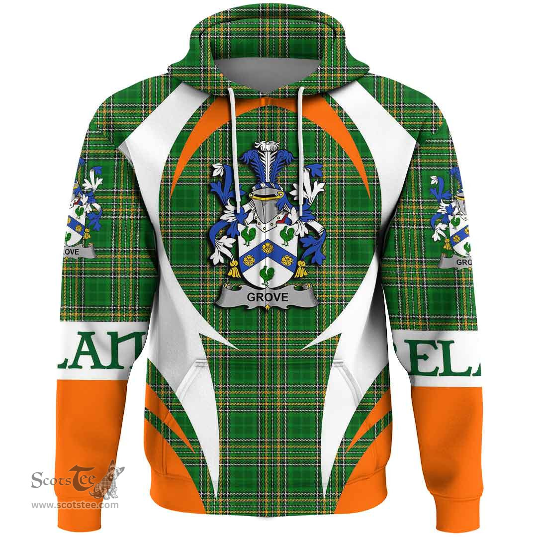 Irish Grove Coat of Arms Family Crest Ireland Hoodie Irish National Tartan Action Style