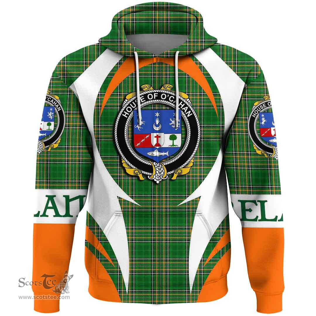 Irish House of O CAHAN (KEANE) Coat of Arms Family Crest Ireland Hoodie Irish National Tartan Action Style