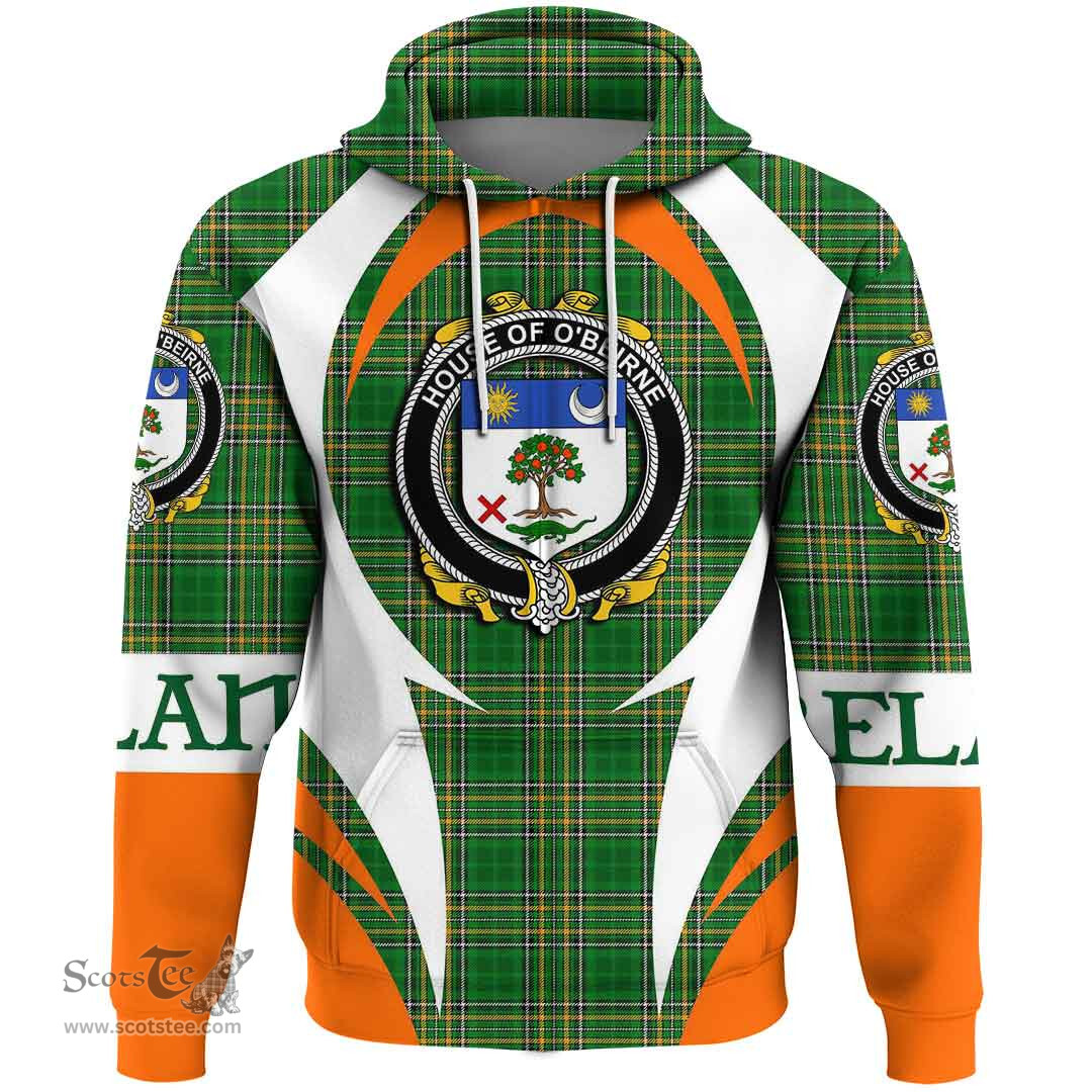 Irish House of O BEIRNE Coat of Arms Family Crest Ireland Hoodie Irish National Tartan Action Style