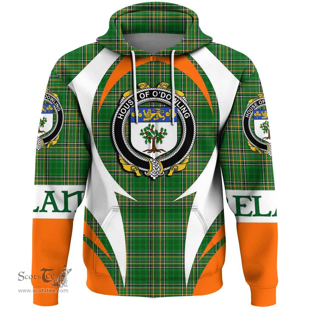 Irish House of O DOWLING Coat of Arms Family Crest Ireland Hoodie Irish National Tartan Action Style