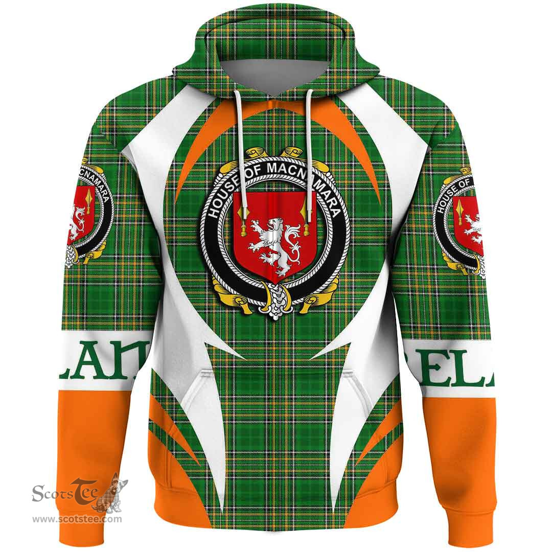 Irish House of MACNAMARA Coat of Arms Family Crest Ireland Hoodie Irish National Tartan Action Style