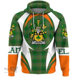 Irish Grehan or O Greaghan Coat of Arms Family Crest Ireland Hoodie Irish National Tartan Action Style