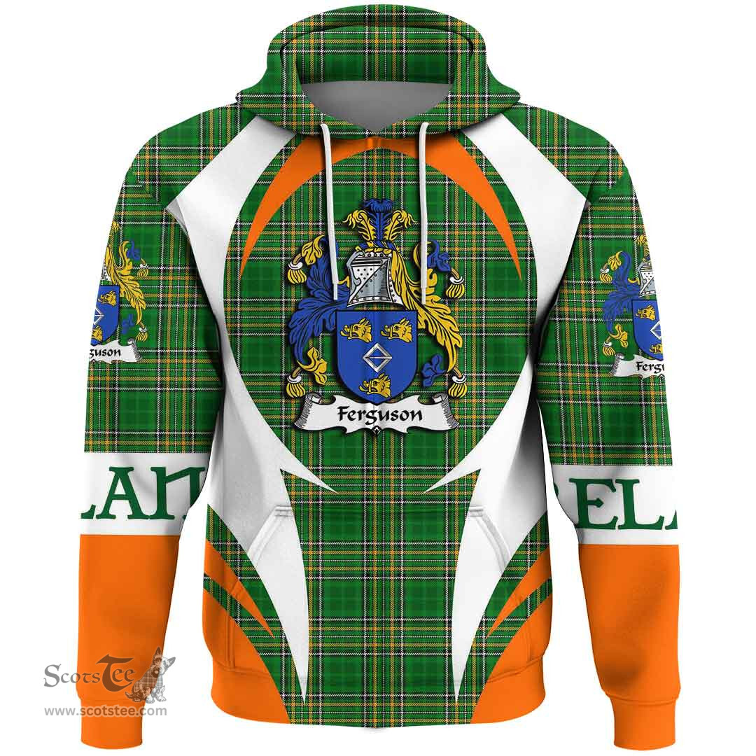 Irish Ferguson Coat of Arms Family Crest Ireland Hoodie Irish National Tartan Action Style