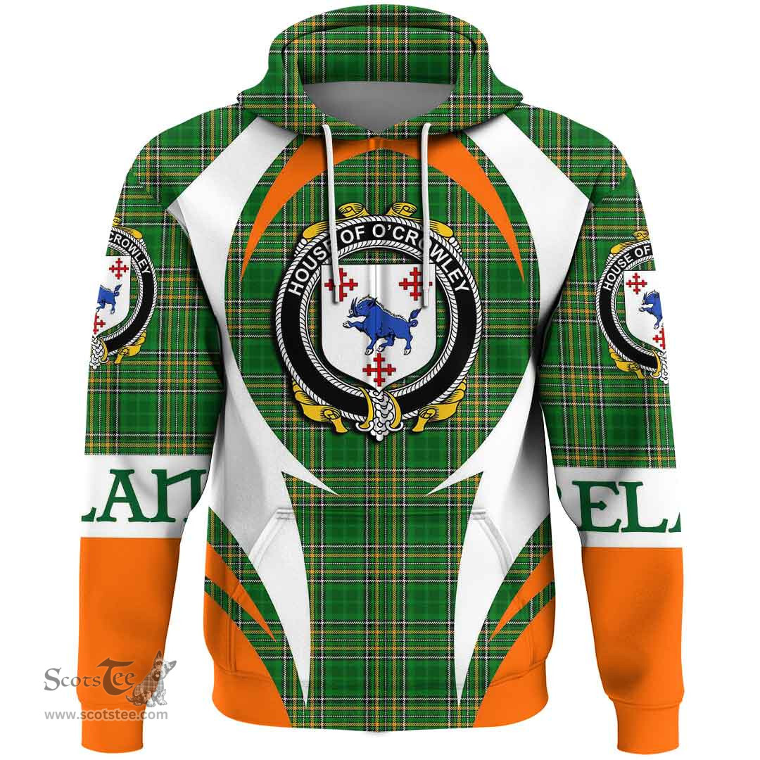 Irish House of CROWLEY Coat of Arms Family Crest Ireland Hoodie Irish National Tartan Action Style