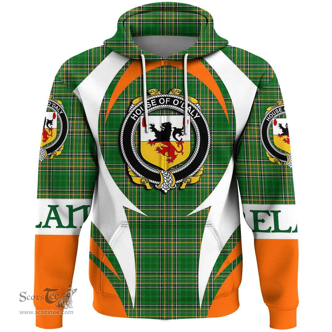 Irish House of O DALY Coat of Arms Family Crest Ireland Hoodie Irish National Tartan Action Style