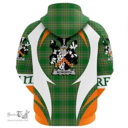 Irish McWorth or MacWorth Coat of Arms Family Crest Ireland Hoodie Irish National Tartan Action Style