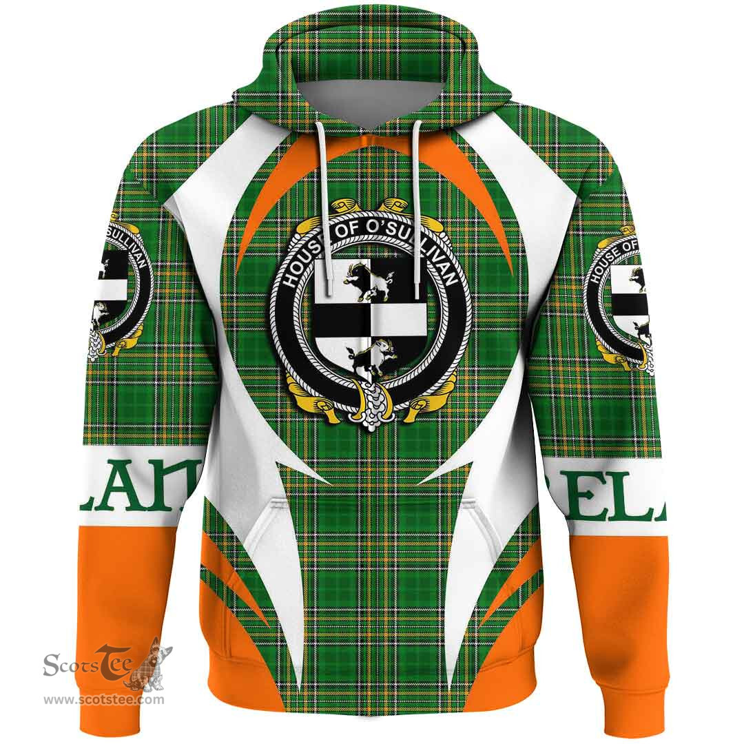 Irish House of O SULLIVAN (Beare) Coat of Arms Family Crest Ireland Hoodie Irish National Tartan Action Style
