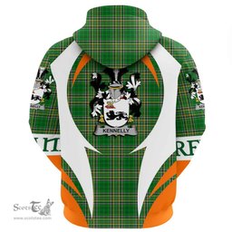 Irish Kennelly or O Kineally Coat of Arms Family Crest Ireland Hoodie Irish National Tartan Action Style