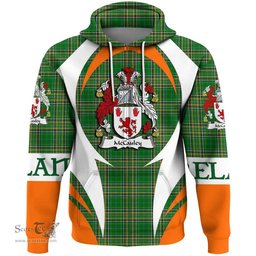 Irish McCauley Coat of Arms Family Crest Ireland Hoodie Irish National Tartan Action Style