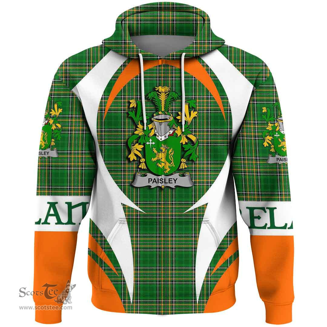 Irish Paisley Coat of Arms Family Crest Ireland Hoodie Irish National Tartan Action Style